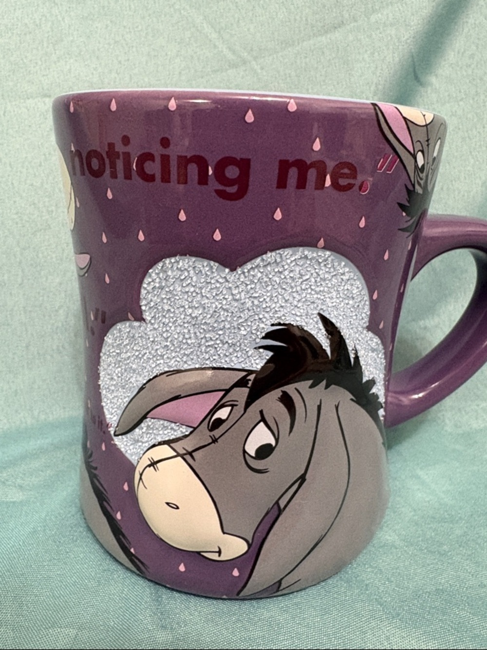 Eeyore Glittery Purple Disney Park Ceramic Mug - Classic Character Coffee Cup
